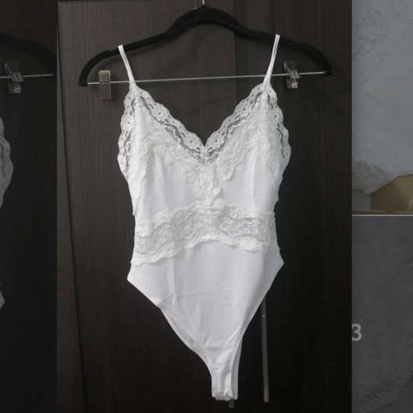 Zara Tops - NWT Lace Stretchy White Zara Bodysuit.